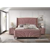 Salonia King Bed in Pink Velvet